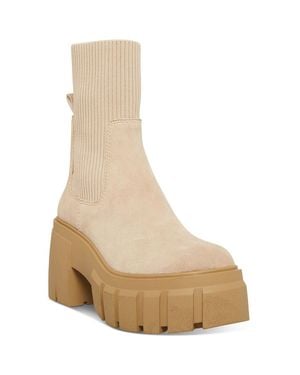 Steve Madden Liberti Suede Platform Chelsea Boots - Natural