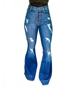 GJG Denim The Shiner High Waisted Flare Jean - Blue