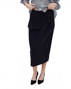 Tibi Bio Twill Triple Pleat Midi Skirt - Blue