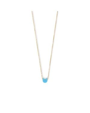 Fashnzfab 16" + 2" 14 Karat Plated Synthetic Opal Kitty Cat Necklace - Metallic