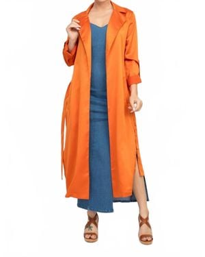 Haute Monde Satin Trench Coat - Orange