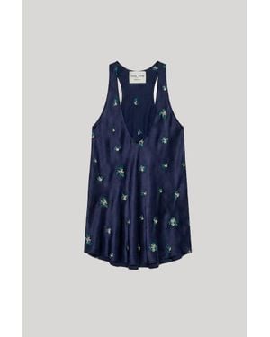 forte_forte Petites Fleurs Embroidery Silk Top - Blue