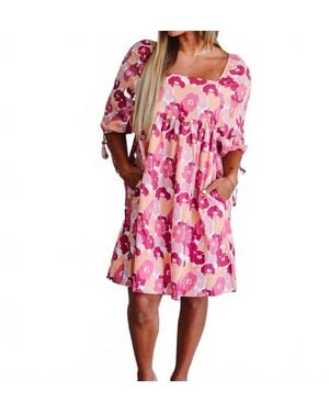 Hayden LA Puff Petal Floral Dress - Red