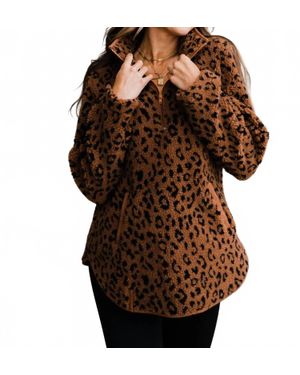 Ampersand Ave Sherpa Pullover Sweatshirt - Brown