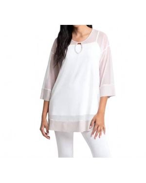 Sympli Mesh Keyhole Tunic - White