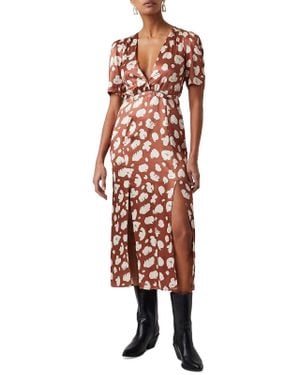 French Connection Printed Tea Length Midi Dress - Red