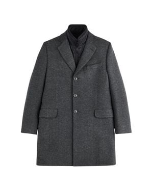 Fay Tailored Three-Button Coat With Herringbone Pattern And Padded Insert - Gray