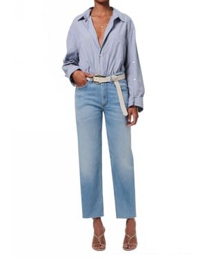 Citizens of Humanity Palma High Waist Raw Hem Straight Leg Jeans - Blue