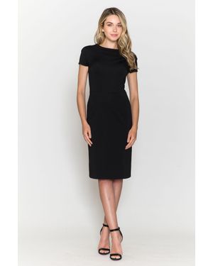 TRUEDAMES Simple Short Cap Sleeve Mother Of Bride Dress - Black