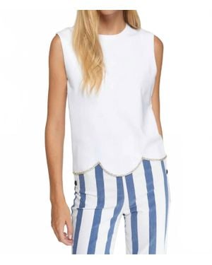 Vilagallo Wavy Hem Sleeveless Top - Blue