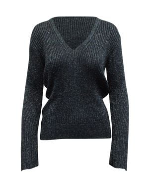 Chloé Chloe Lamé Ribbed Knit Sweater - Blue