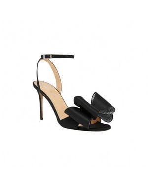 Mach & Mach Satin Le Cadeau Sandals With Double Bow - Black