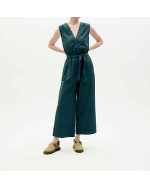 Thinking Mu Seersucker Winona Jumpsuit - Green