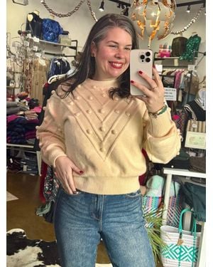 ..,merci Popcorn Knits Along Front And Sleeve Sweater - Blue