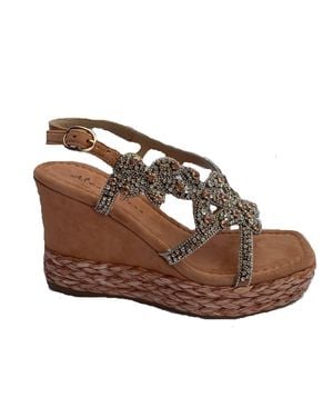 Alma En Pena. Malaquita Wedge Sandals - Brown