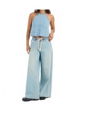 DAZE Cabana Drawstring Wide Leg Jeans - Blue