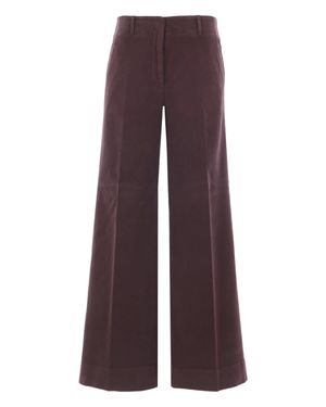 Incotex Burgundy High-Waisted Wide-Leg Cropped Pants - Purple
