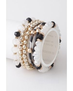 Fashnzfab Multi Bead N Crystal Bracelets - Gray