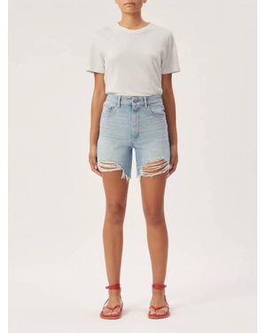 DL1961 Ripped High-Rise Denim Shorts - Blue