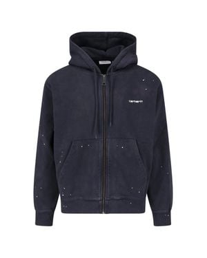 Carhartt Hooded Painter Distressed Cotton Zip-Up Hoodie - Blue