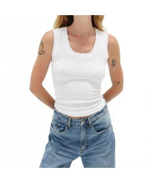 LNA Deep U Ribbed Tank Top - White