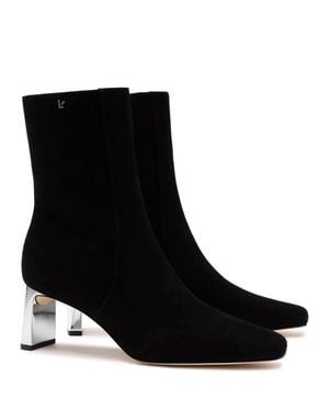 Larroude Alexis Boots Leather Side Zip Ankle Bootie Zap1776 - Black