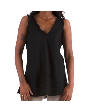 Gigi Moda Nova Linen Sleeveless Top - Black