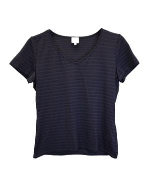 Armani Collezioni Striped V-Neck T-Shirt - Blue