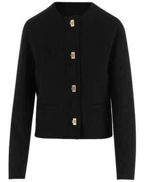 Ferragamo Golden Buttons Wool Jacket - Black