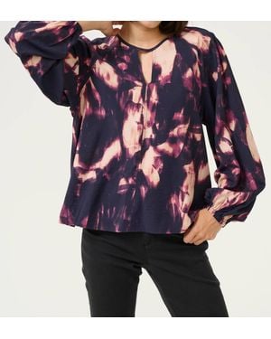 Kaffe Kadunora Cutout Neck Casual Fit Blouse - Blue