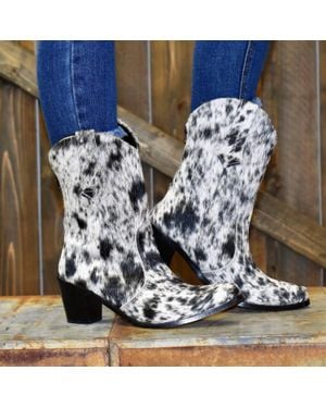 Agave Sky Salt & Pepper Cowhide Bootie - Blue