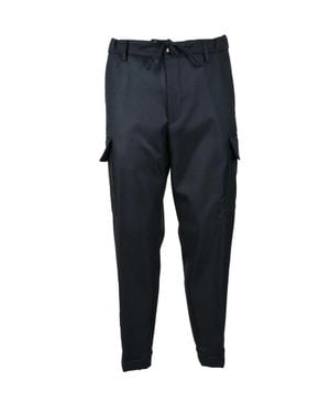 Michael Coal Tailored Pants With Cargo Pockets And Drawstring Waist - Blue