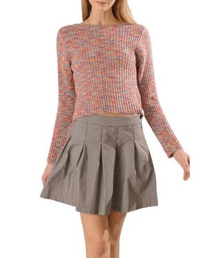 Storia Open-Back Ribbed-Knit Sweater - Brown