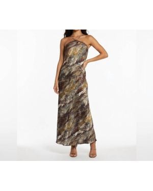 1.STATE Chic Strapless Earth Tone Maxi Dress - Brown