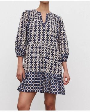 Velvet By Graham & Spencer Beckie Printed Cotton Cambric Dress - Blue