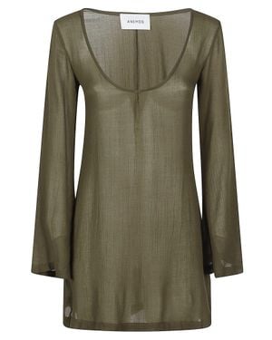Anemos Bell Sleeve Scoop Neck Tunic - Green