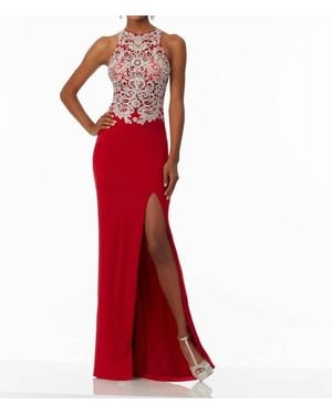 Paparazzi by Mori Lee Beaded Embroided Fitted Jersey Prom Dress - Red