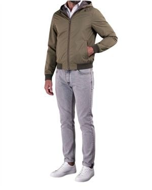 Moorer Hooded Zip-Up Bomber Jacket - Multicolor