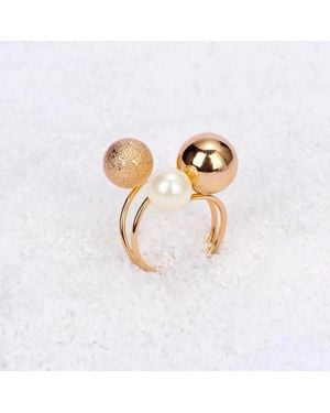 Fashnzfab Spherical Pearl Ring (Adjustable) - Metallic