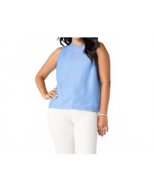Coco + Carmen Carey Tank With Back Button Detail - Blue