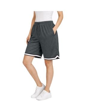 Jump Start Loose Fit Premium Active Moisture Wicking Workout Mesh Shorts With Trim - Gray