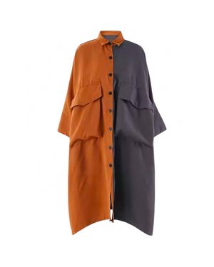 EAM Vibrant Horizon Shirt Dress - Orange