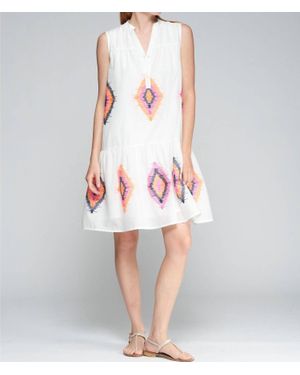 Vilagallo Sleeveless Embroidered Dress - Multicolor
