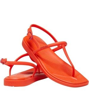 Crocs™ Miami 209793-84J Sandal Womenm Lava Square Toe Thong Flip Flop Hawk2837 - Red