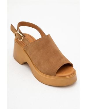 Forever & Always Shoes Power Leather Platform Wedge Sandals - Brown