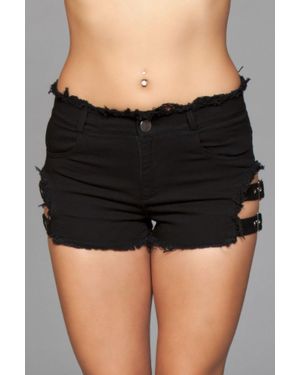 TRUEDAMES Buckled Down Denim Shorts - Black