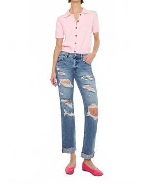 Kancan Boyfriend Straight Leg Jeans - Blue