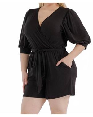 Karen T Design Tie-Up Detailed Romper - Black