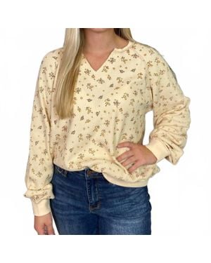 Easel Floral Thermal Top - Natural