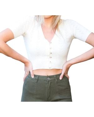 Be Cool Kammy V-Neck Crop Top - White